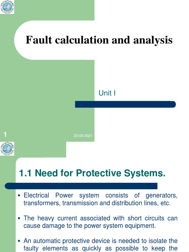 Unit 1 Fault Calculation Analysis PDF Relay Insulator (Electricity)