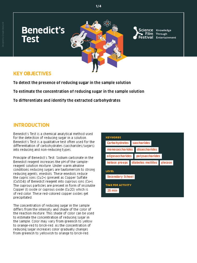 Benedict's Test for Reducing Sugars | PDF | Chemistry | Chemical Substances