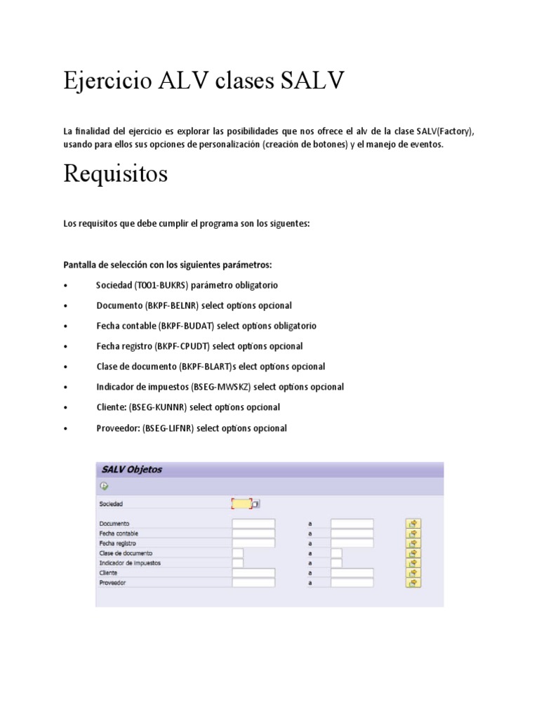 Ejercicio ALV con clase SALV en ABAP | PDF