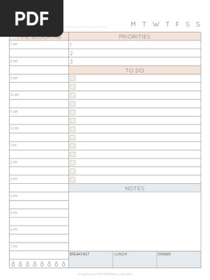 Time Blocking Planner Page - letter and half letter