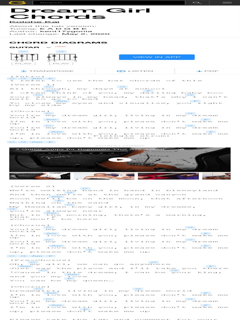 DREAM GIRL CHORDS (Ver 4) by Kolohe Kai at Ultimat PDF PDF
