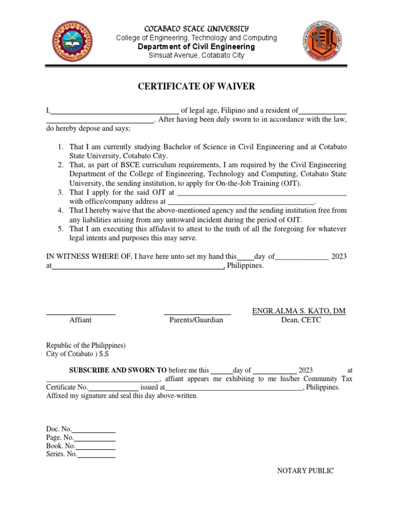 Notarized Waiver PDF