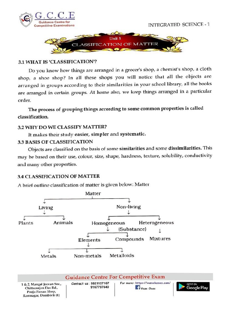 U3 classification of matter pdf