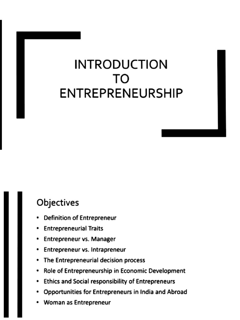 Introduction to Entrepreneurship | PDF