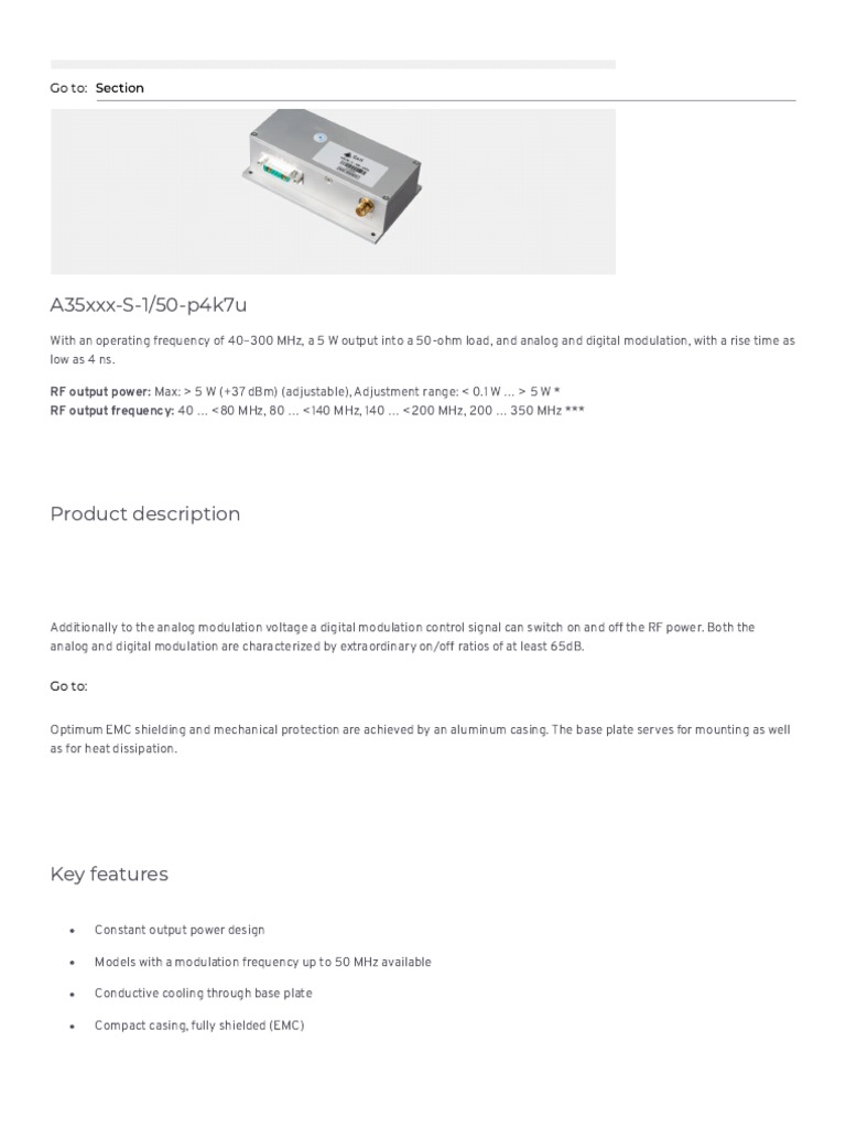 RF Driver Specifications and Features | PDF | Decibel | Sound ...