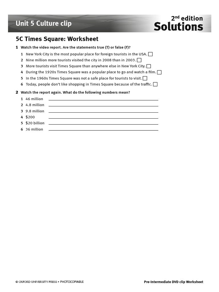 5c Culture Clip Worksheet Key Script Pdf Leisure Service Industries