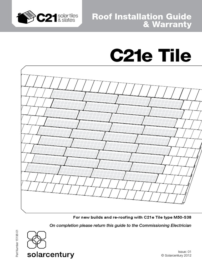 C21e Solar Roof Tile Installation Guide PDF Solar Panel Photovoltaics