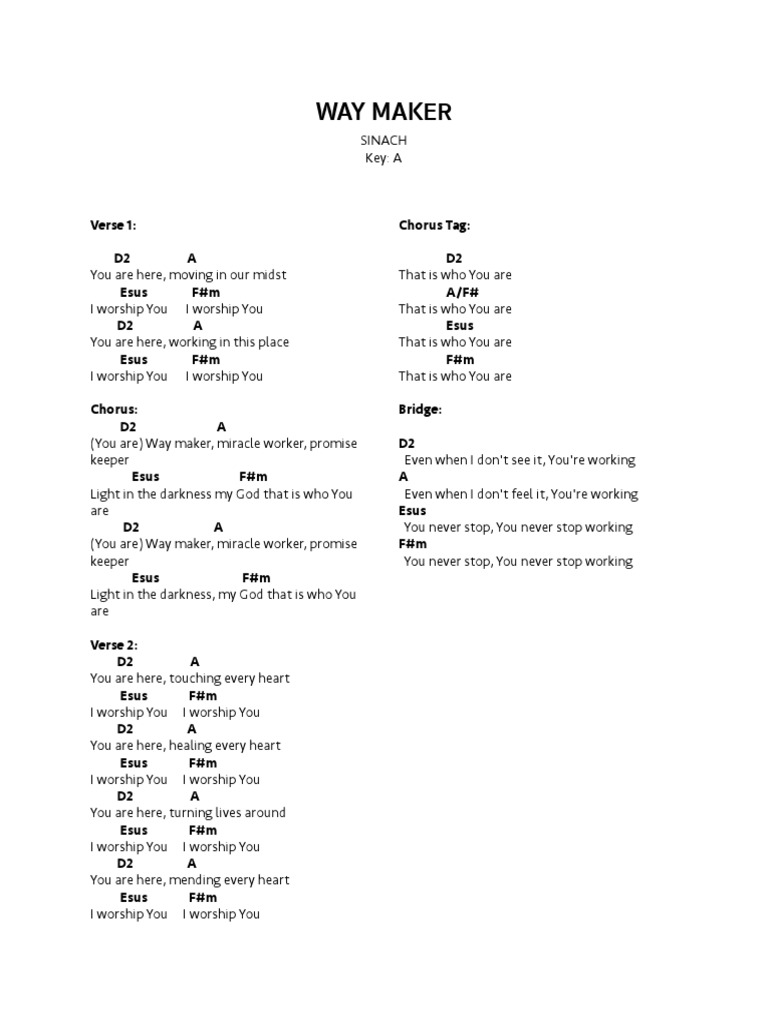 Way Maker PDF Song Structure Religious Belief And Doctrine