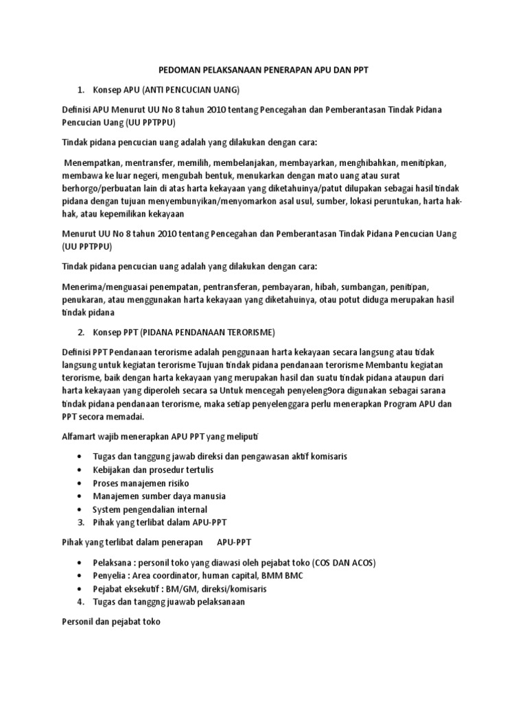 Panduan APU dan PPT untuk Alfamart | PDF