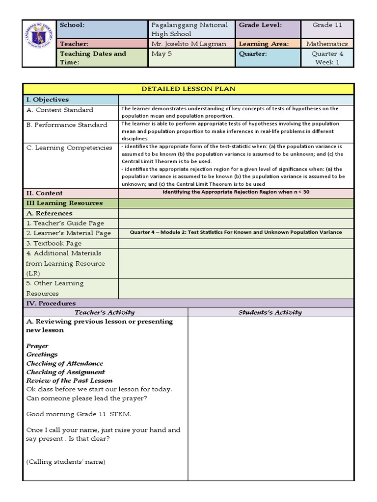 Lesson Plan in Final Demo | PDF
