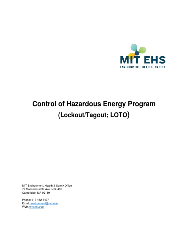 MIT Lockout/Tagout Program Overview | PDF