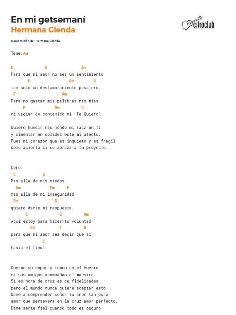 Cifra Club Hermana Glenda en Mi Getsemaní PDF