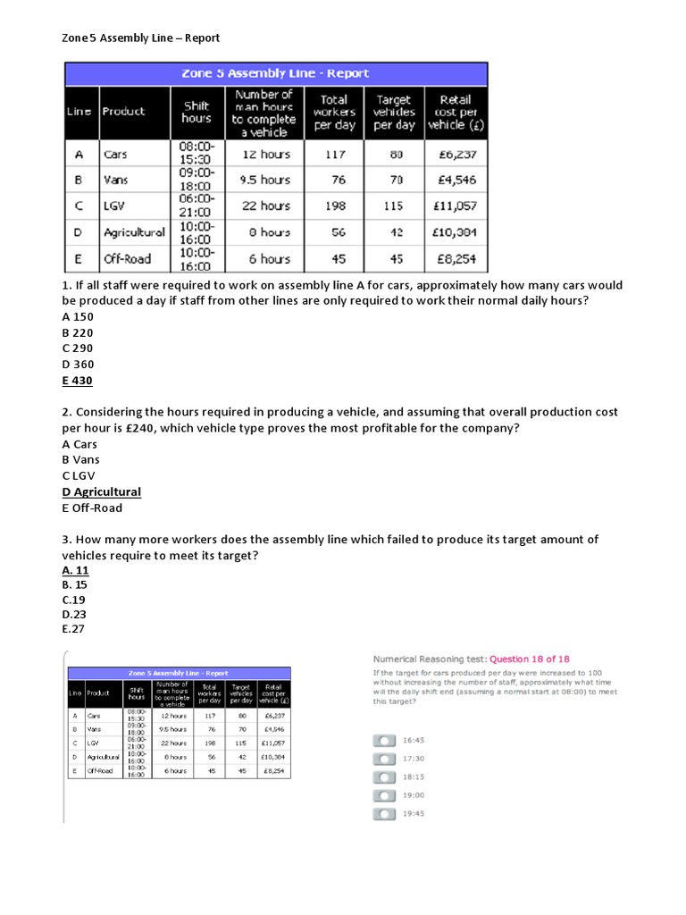Assembly Line Production Analysis | PDF