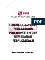 Senarai Kelayakan Penggunaan Perkhidmatan Dan Kemudahan Perpustakaan