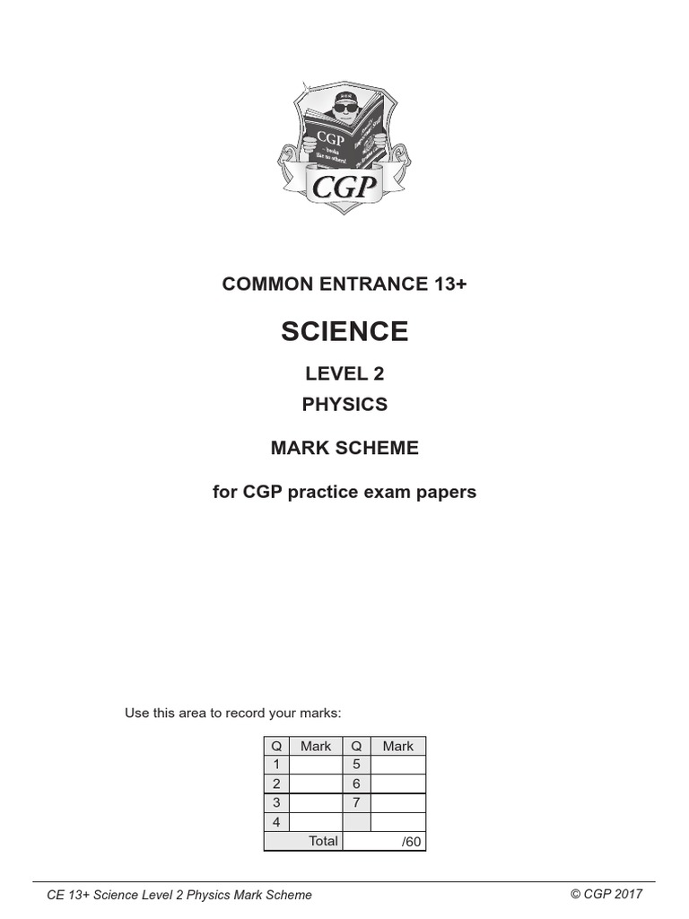 2017 CE Level 2 Physics Mark Scheme | PDF