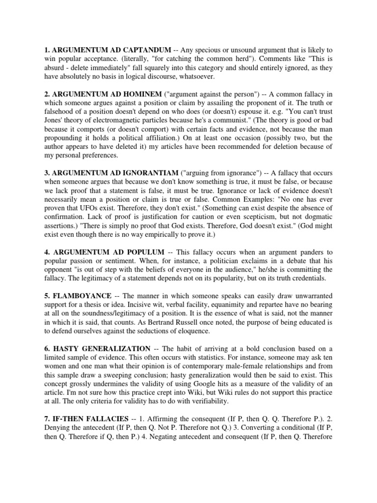 Logical Fallacies 2021 - Summary | PDF