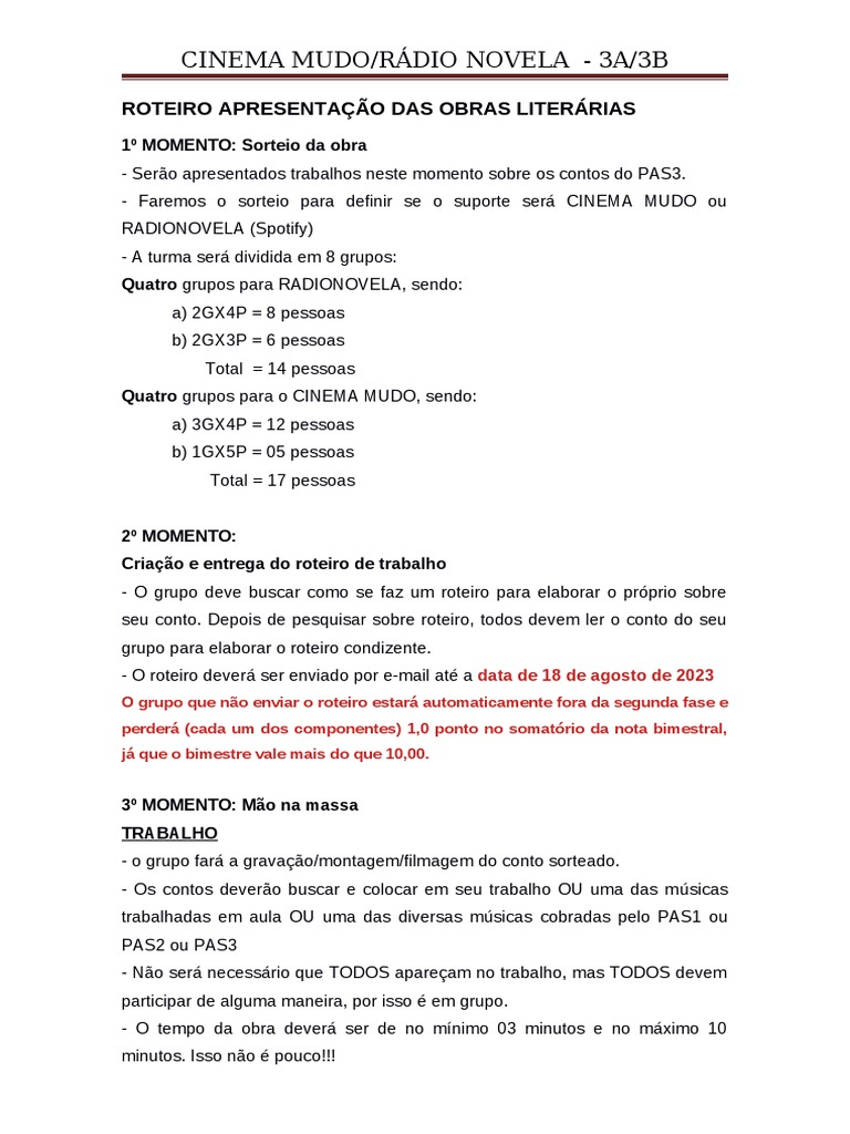3A.B - Roteiro CINEMA-RADIO - Contos | PDF | Arte