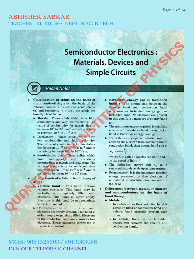 Semiconductors Questions PDF