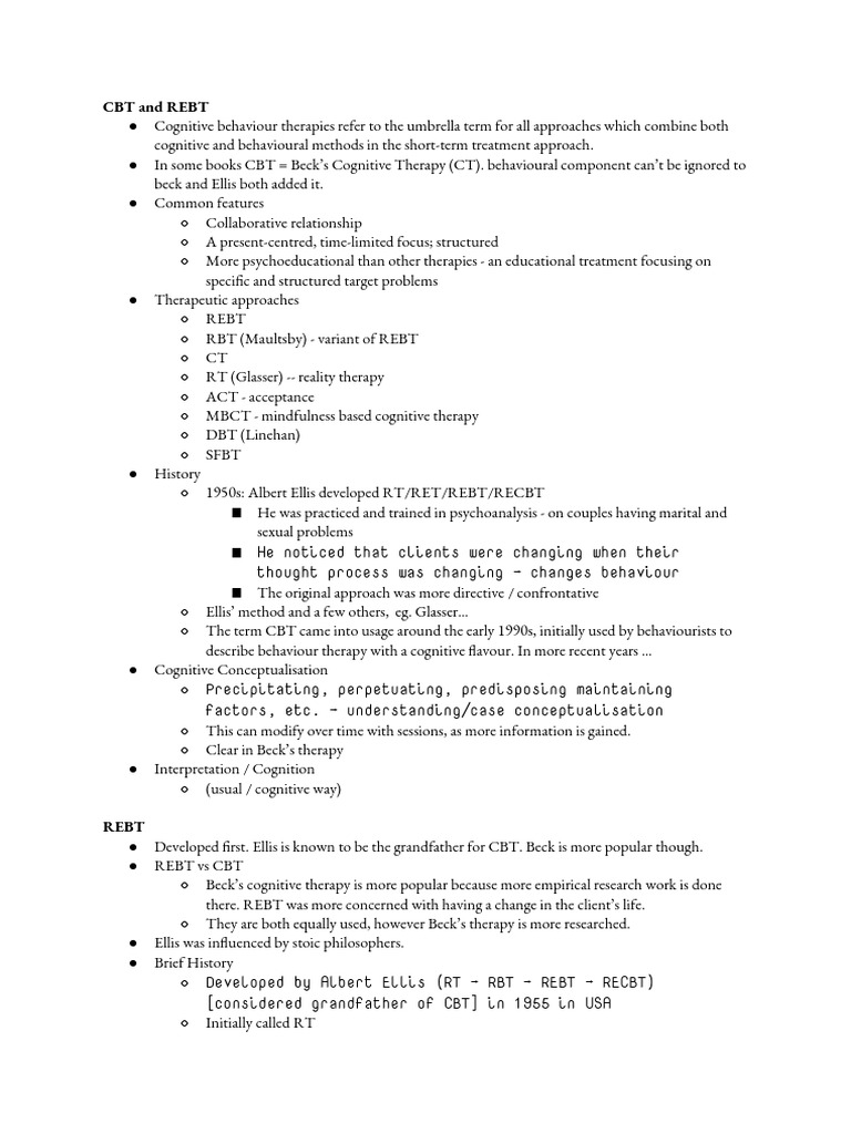 Understanding CBT and REBT Techniques | PDF | Rational Emotive Behavior ...