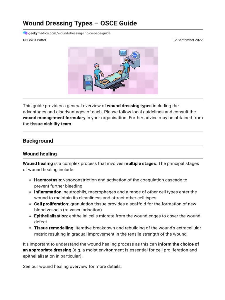 Wound Dressing Types OSCE Guide Geeky Medics PDF Wound Healing