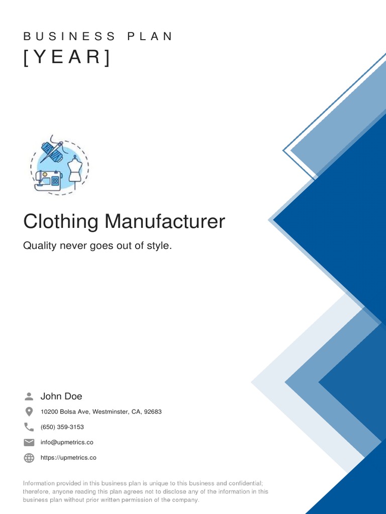 clothing manufacturer business plan