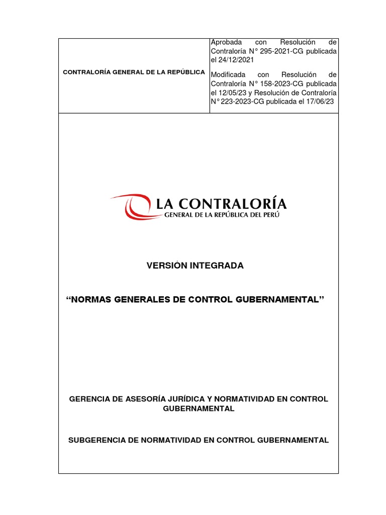 Versión Integrada - Normas Generales de Control Gubernamental | PDF ...