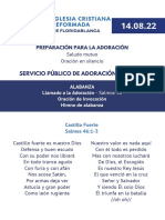 Servicio Público de Adoración - AGOSTO 14 2022