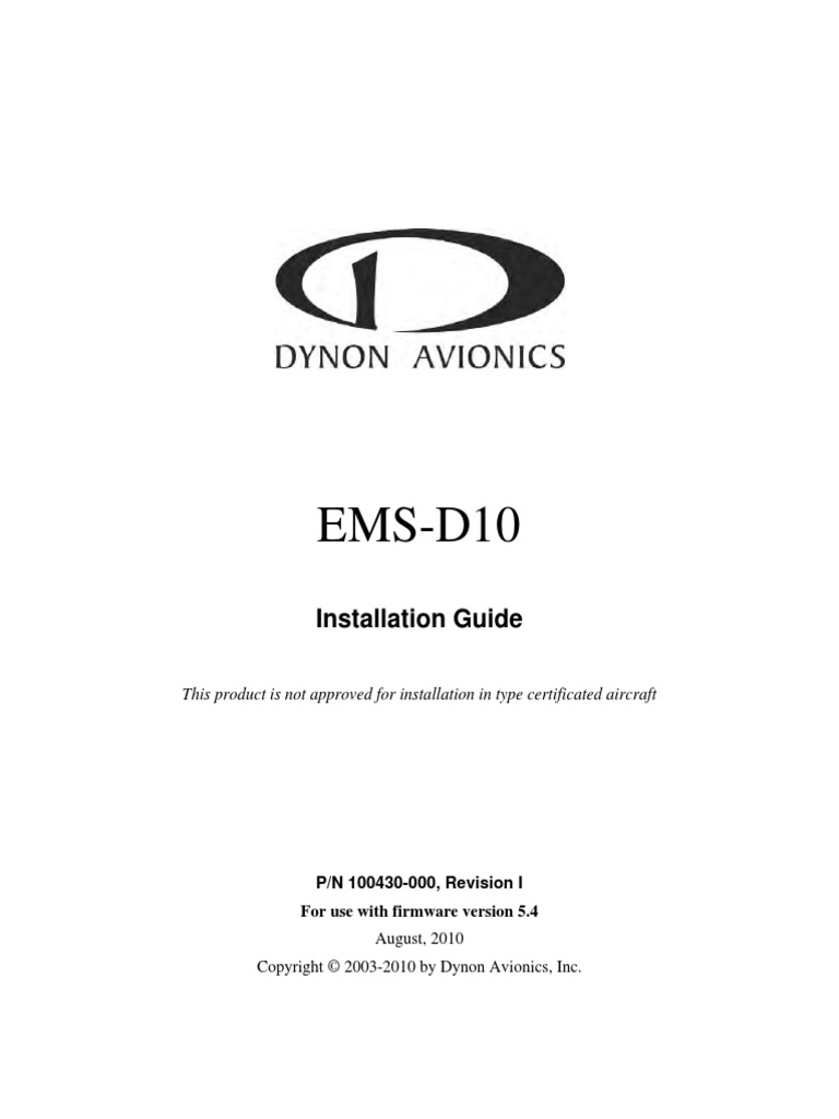 Dynon EMSD10 InstallationGuide PDF Electrical Connector Thermocouple