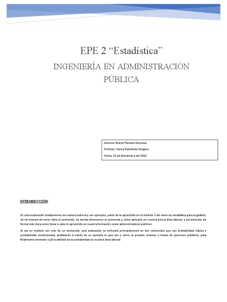 EPE 2 - Estadistica | PDF