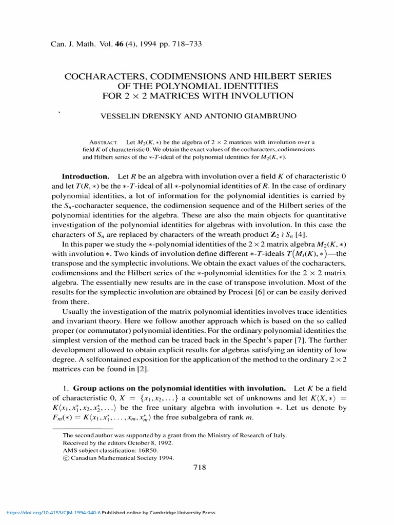 Cocharacters codimensions and hilbert series of the polynomial