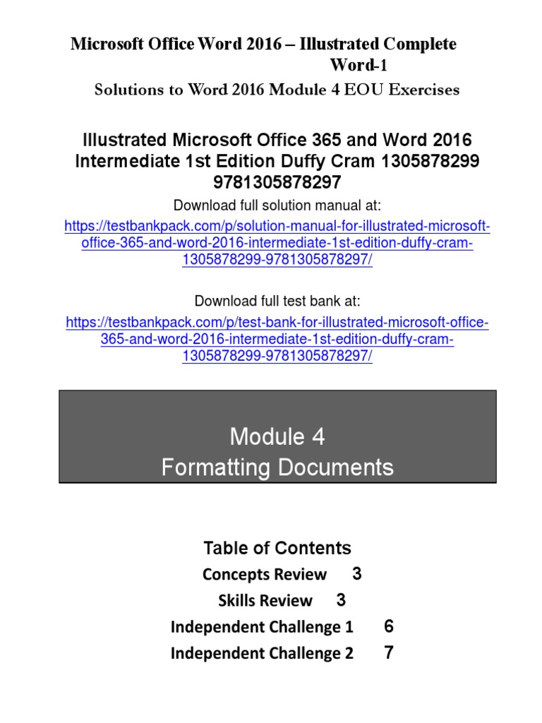 Word 2016 Module 4 Formatting Guide | PDF