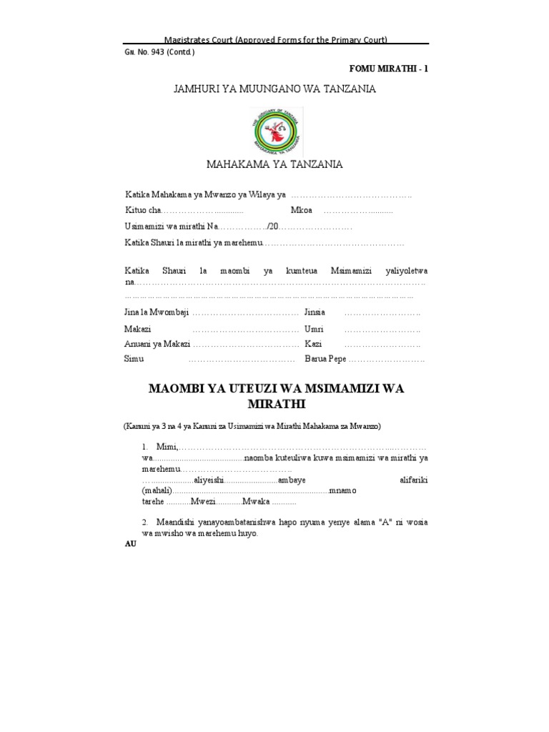 Fomu Mirathi | PDF