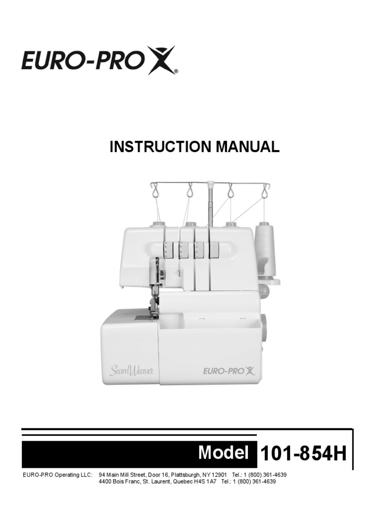 EuroPro Serger 101854H Manual PDF Sewing Machine Seam (Sewing)