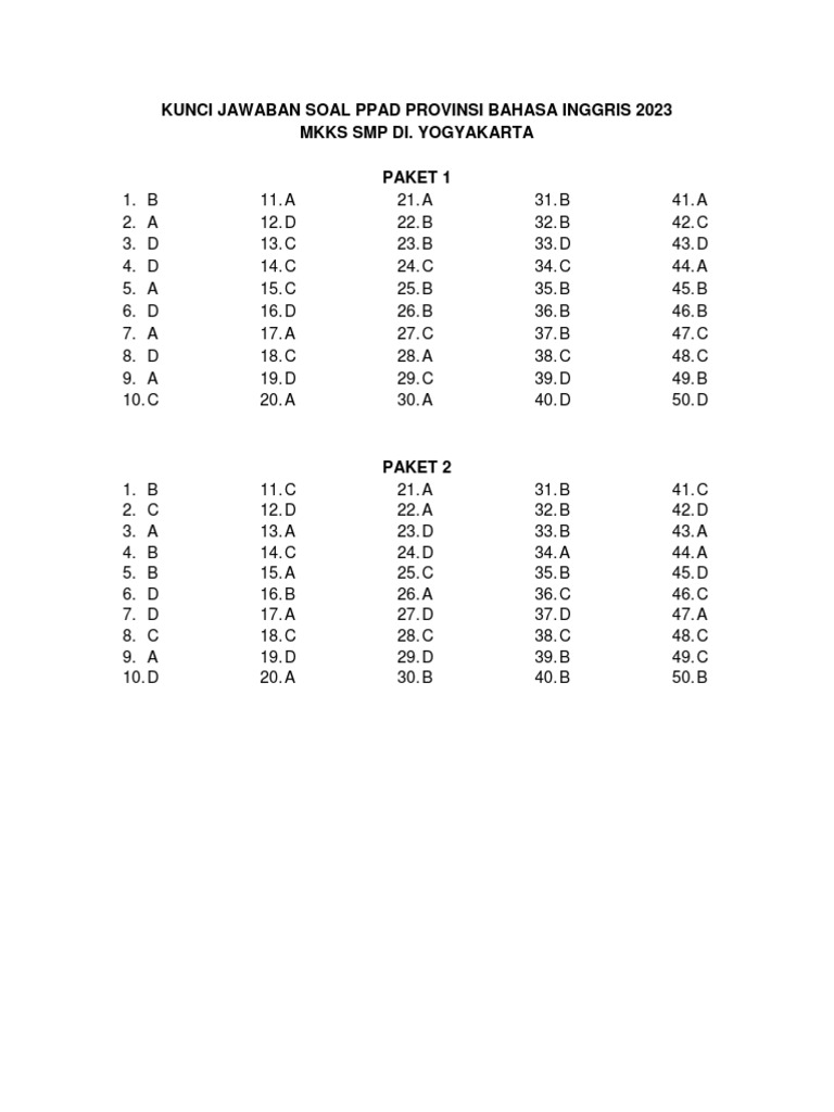 Kunci Ppad Diy - Bhs Inggris | PDF