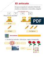 Aprendiendo Sobre El Articulo para Primer Grado de Primaria PDF