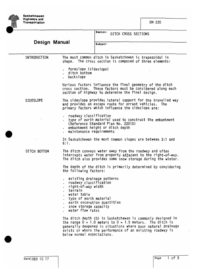 220-Ditch Cross Section | PDF