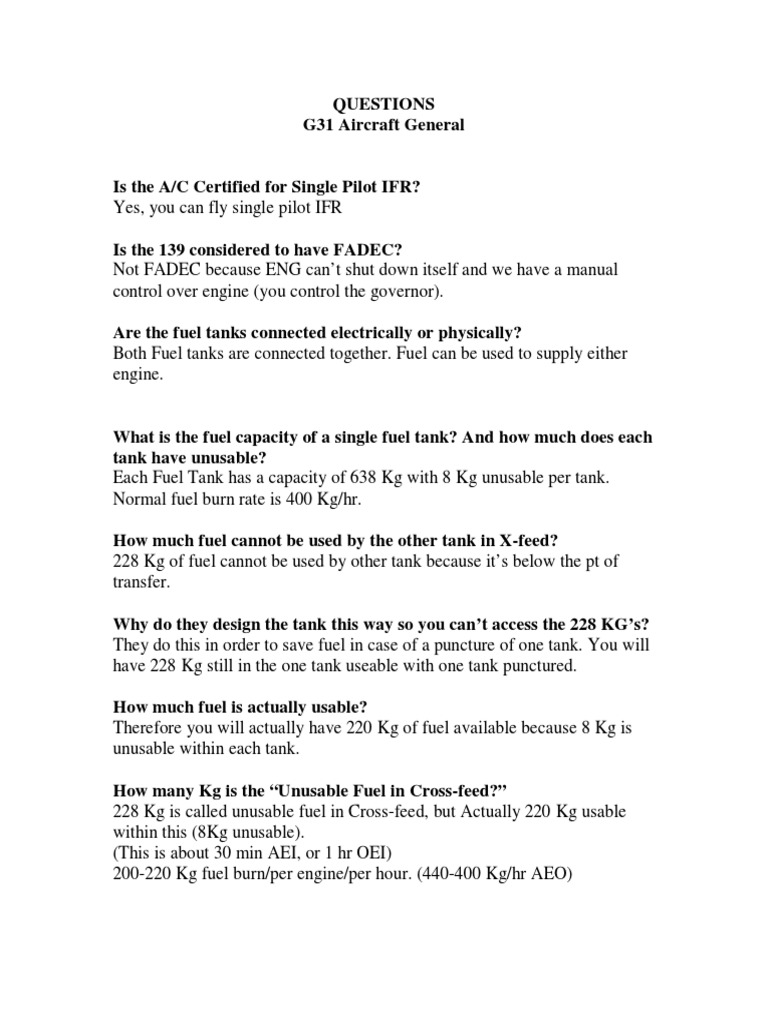 G31 Aircraft General | PDF | Empennage | Landing Gear
