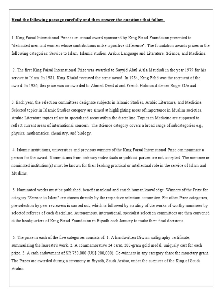 The King Faisal International Award PDF Meat Ant