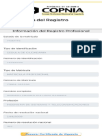 Información Del Registro Profesional