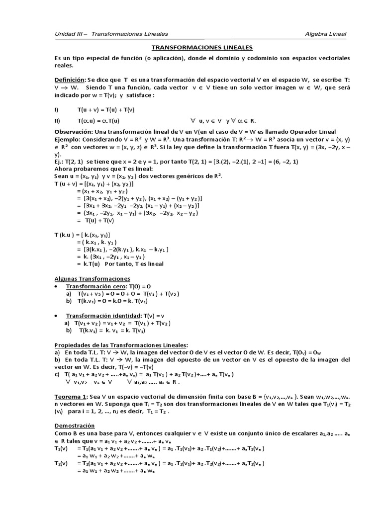 Teorema de Rango y Nulidad | PDF | Mapa lineal | Base (álgebra lineal)