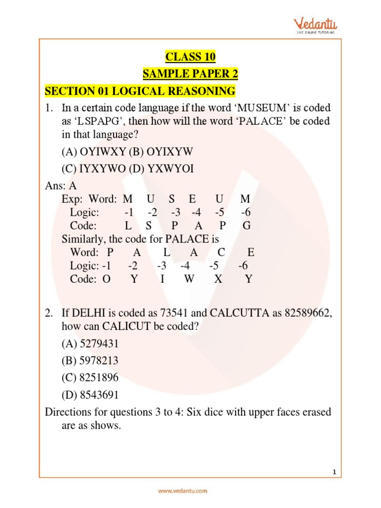 NSO Sample Question Paper For Class 10 - Download Free PDF With ...