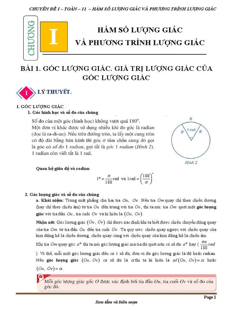 Chuyen de ham so luong giac va phuong trinh luong giac toan 11 canh