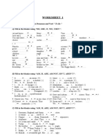 Worksheet Verb To Be and Pronouns1