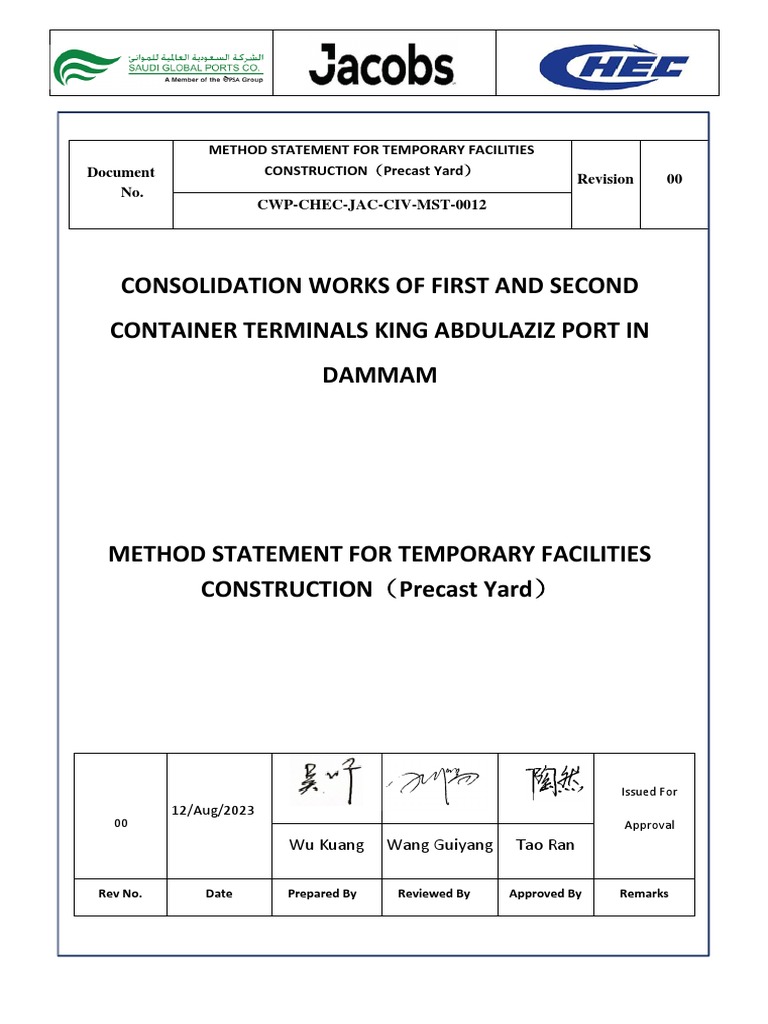 Method Statement for Temporary Facilities Construction （Precast Yard ...