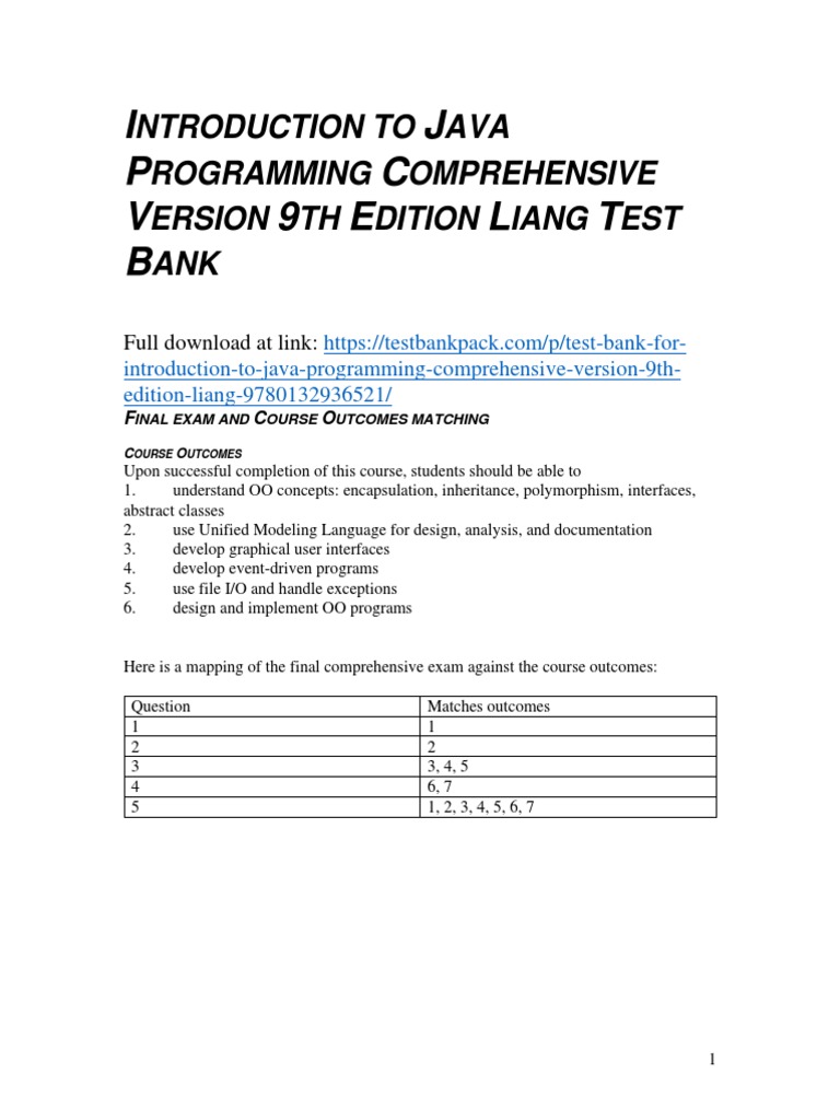 Introduction To Java Programming Comprehensive Version 9th Edition ...