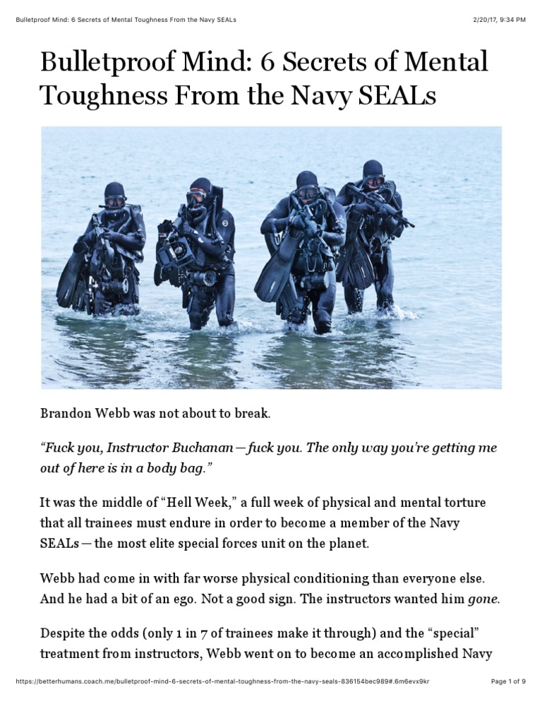 6 Secrets of Mental Toughness From The Navy SEALs | PDF