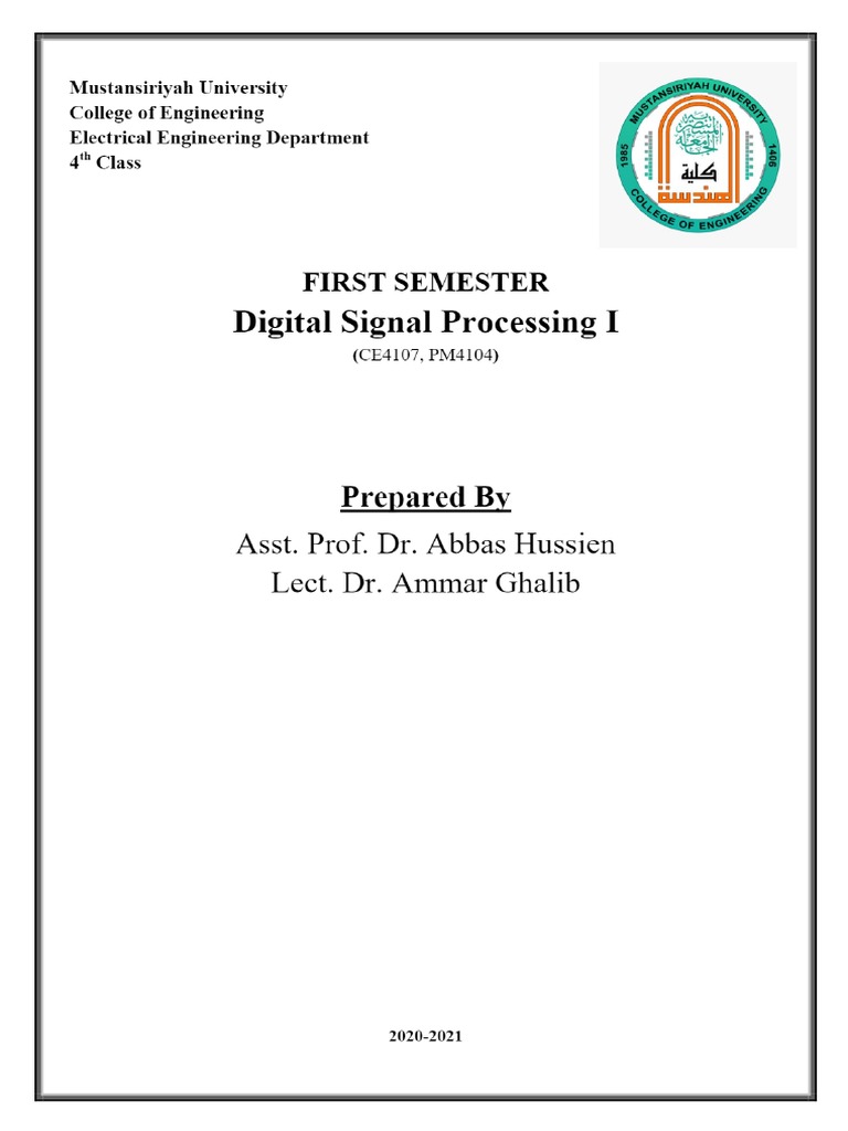 01.digital Signal Processing I | PDF