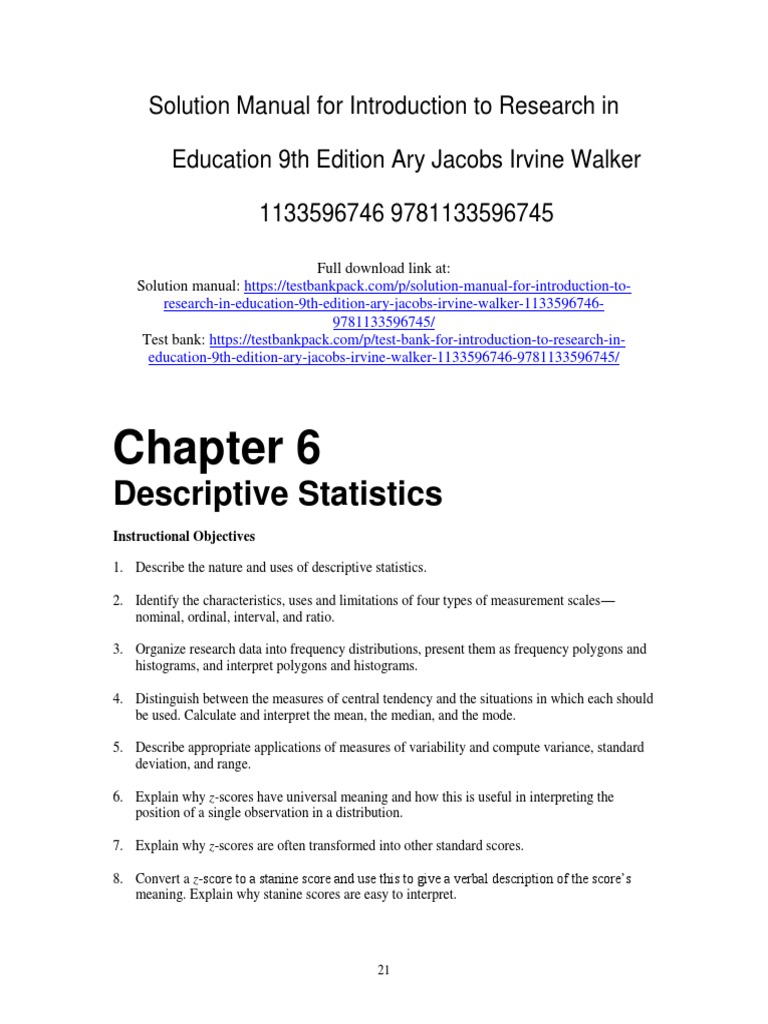 Introduction To Research in Education 9th Edition Ary Solutions Manual