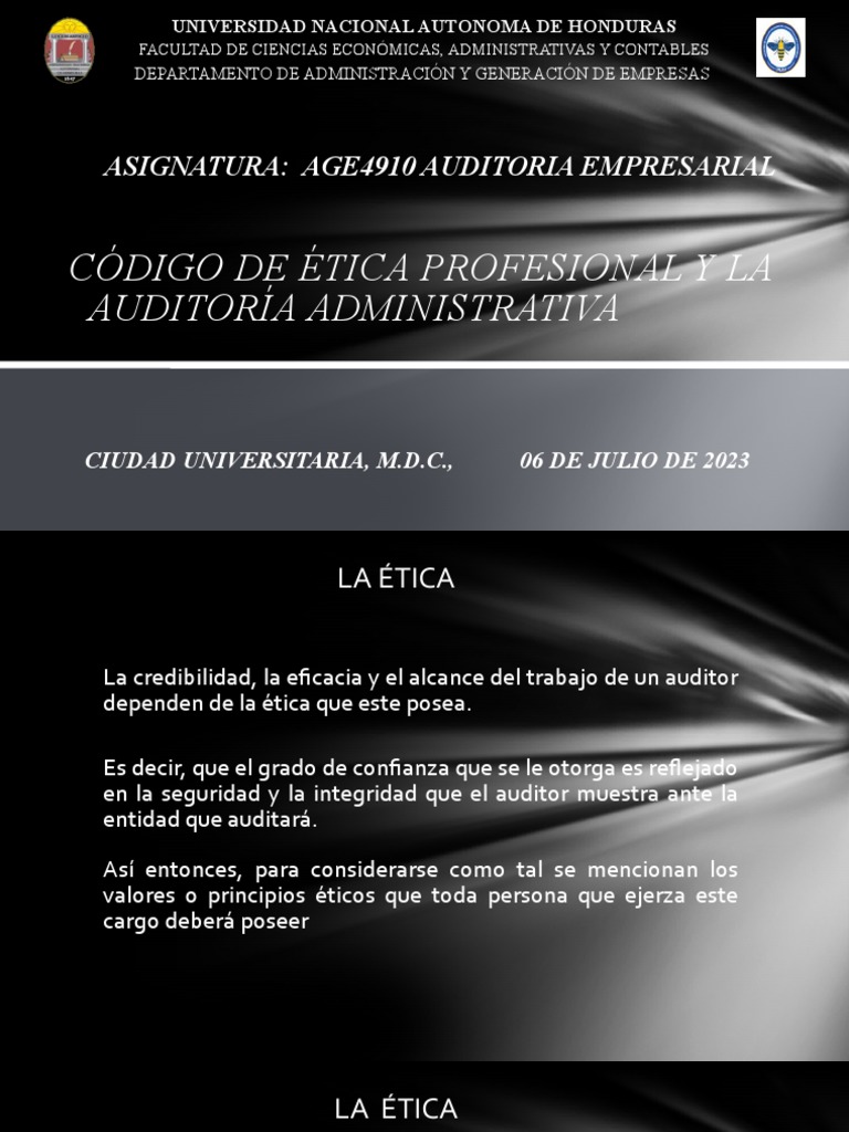 Código de Ética Profesional y La Auditoría Administrativa | PDF ...