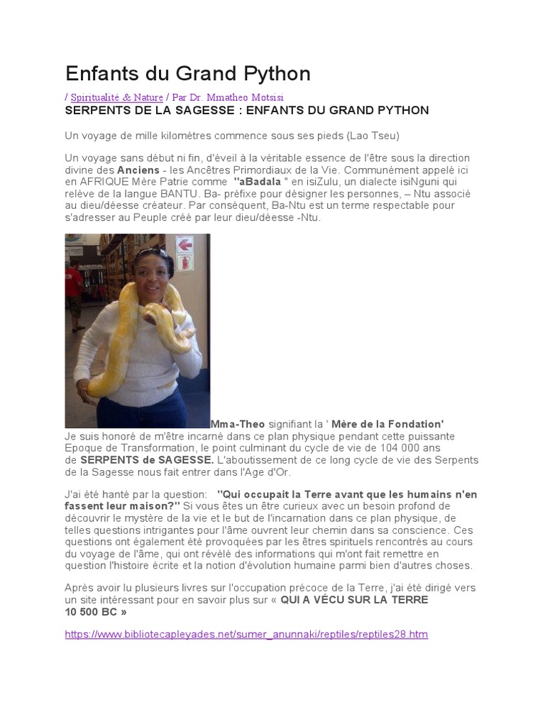 Enfants Du Grand Python | PDF | Jeunes adultes